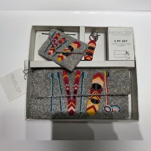 Rachel Zoe Silver Ski Beaded Clutch with Colorful Accents